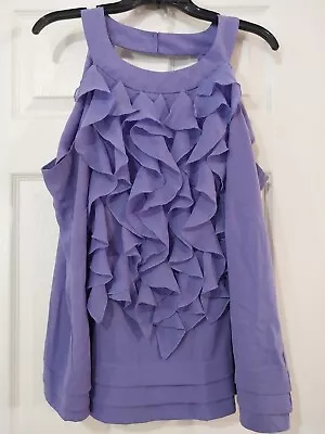 Women's Top Eci New York Sleeveless Ruffled Lavender Top Size 20  WORN ONCE • $14