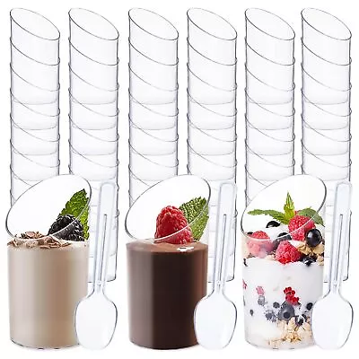 50 Pack Mini Dessert Cup 3 Oz Small Plastic Dessert Cups Clear Plastic Parfai... • $29.10