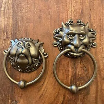Front Door  Animal Decor Ornaments Vintage Resin Knockers Printed Labyrinth Wall • £11.51