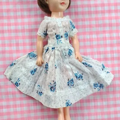 1950s Vogue Jill Jan Revlon Fashion Doll Clothes Blue White Floral Spring Dress  • $13.25