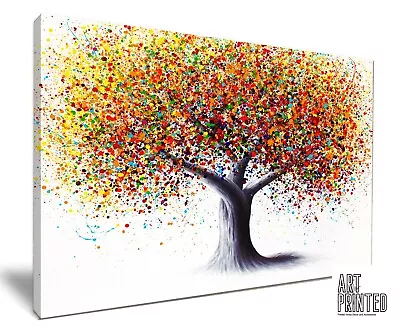 Rainbow Soul Tree Colourful Print Deep Framed Canvas Wall Art Or Poster Picture • £16.99