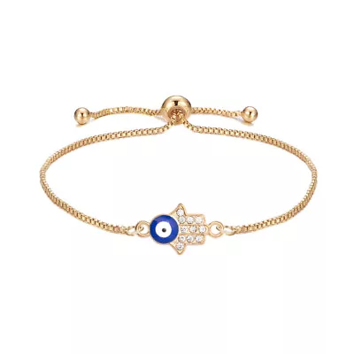 Bracelet Evil Eye Gold Silver Hamsa Hand Luck Boho Charm Gift Women Jewellery • £3
