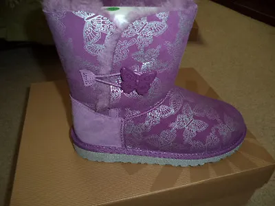 UGG Australia Girl's Purple Butterfly Boots 3Y- Brand New IN BOX • $90