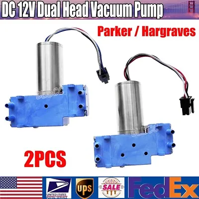 2X Parker / Hargraves 12V DC Brushless Miniature Dual Head Vacuum Diaphragm Pump • $39.99