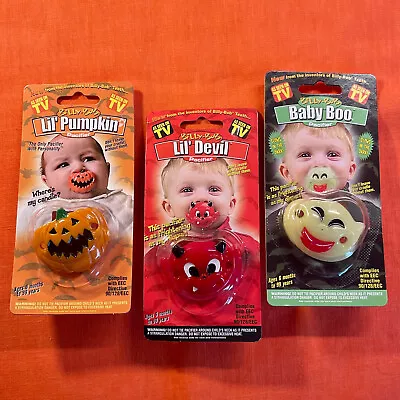 LOT Of 3 Billy-Bob Baby Boo Toddler Orthodontic Novelty Halloween Pacifiers NEW • $12.98