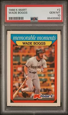 1988 K-mart #2 Wade Boggs Red Sox Hof Psa 10 B3909954-982 • $29.99