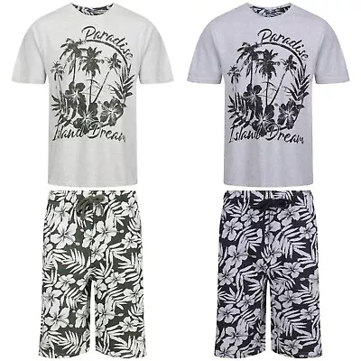 New Mens Pyjamas Set Lounge Shorts Print Loungewear Sleepwear Soft Nightwear PJs • £9.99