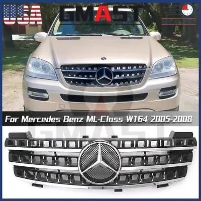 Chrome Black Bumper Grille For Benz ML-Class W164 2005-08 ML350 ML500 ML550 ML63 • $98.99