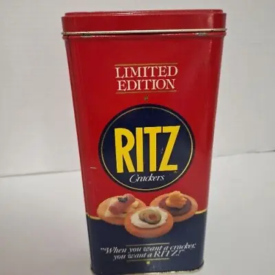 1987 Vintage Ritz Crackers Limited Edition Retro Advertising Metal Tin Red • $12