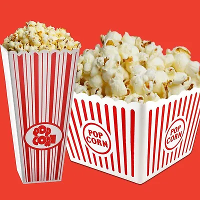 8  TALL / LARGE RETRO POPCORN HOLDER Wide Plastic Tub Bowl Cinema Box REUSABLE • £5.98