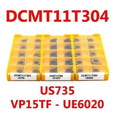 10pcs DCMT11T304 US735/UE6020/VP15TF Carbide Insert Lathe Cutting Tool Bit CNC • £9.99
