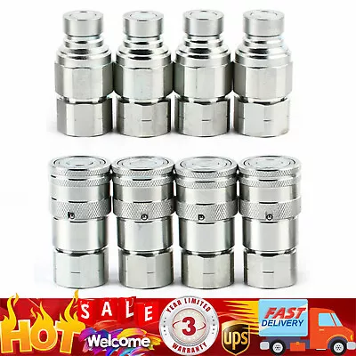 4 Sets 1/2  NPT Skid Steer Flat Face Hydraulic Quick Connect Couplers For Bobcat • $89
