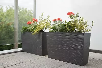 Tall Trough Planter Flower Pot With Insert 2 Sizes Indoor Outdoor Garden Patio • £18.96