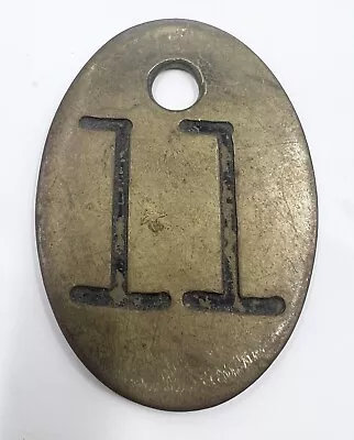 Vintage Brass Numbered Keychain Tag Metal Cow Tag Fob Farm Cattle #11 • $25.99