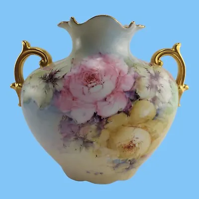 Vienna Austria Hand Painted Two Handles Porcelain Vase Scenic Gold • $245