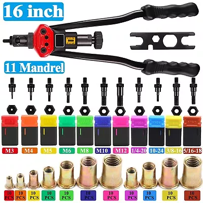 16  Hand Rivet Gun Kit Rivnut Thread Setting Tool Nut Setter NutSert Metric SAE • $59.99