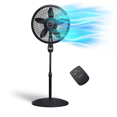 Lasko Pedestal Fan 18  Adjustable-Height Programmable Timer Remote Black • $51.76