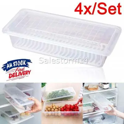 $30.15 • Buy 4PCS Refrigerator Storage Box Food Container Fridge Freezer Kitchen Organiser