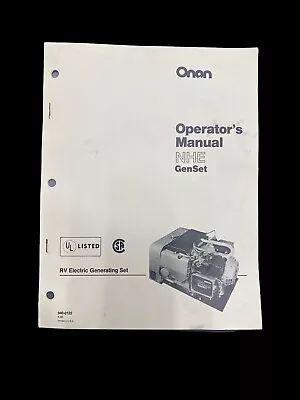 Onan Operator's Manual For 6.5 RV Genset NHE. 940-0122 • $14.99