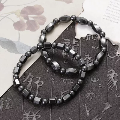 Black Magnetic Hematite Stone Beads Bracelet Men Women Healthy Therapy Bracelet • $6.99