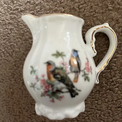 Royal Crown 3.5  Miniature Porcelain PITCHER W/Gold Tone & Birds On A Branch • $6.89