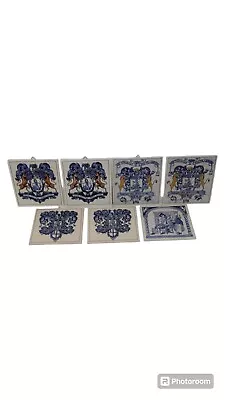 7 Vintage Delft Blue Tiles For Burroughs Wellcome Co. Pharmacy Hanging Tile • $37