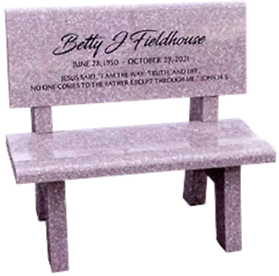 Headstone Cemetery Bench - Park Style - Small - Granite - Engraving Available • $2149