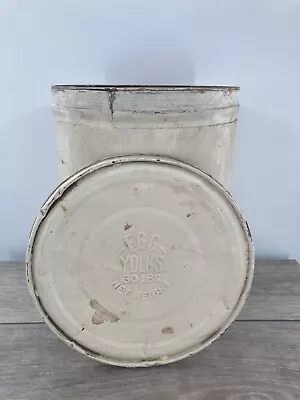 Vintage Egg Yolk Rural Primitive Farming Crate Barrel Tin Metal Container Baking • $38.99