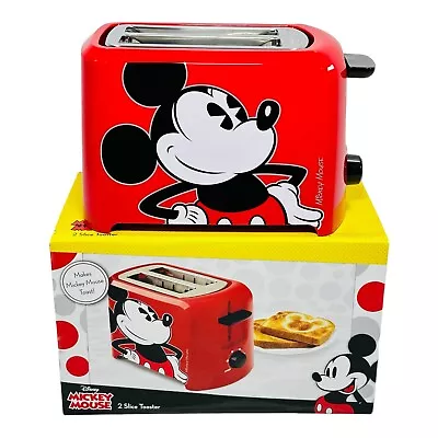 Disney Mickey Mouse Toaster Red NEW IN BOX 2 Slice MAKES MICKEY TOAST • $24.95