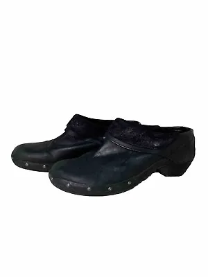 Merrell Luxe Wrap Black Leather Slip On Studded Mule Clogs Shoes Womens Size 10 • $15.20