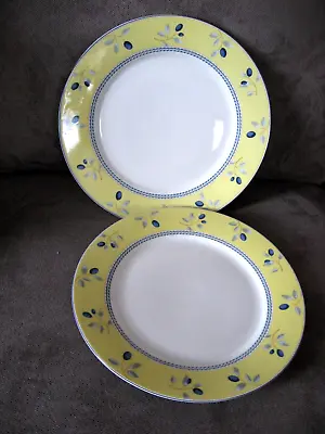 £17.21 • Buy 2 Royal Doulton Blueberry Dinner Plates - 10 1/4   Yellow, Blue On Bright White
