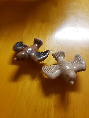 2 Vintage Swallow Birds Wade Whimsies Red Rose Tea Figurines • $18