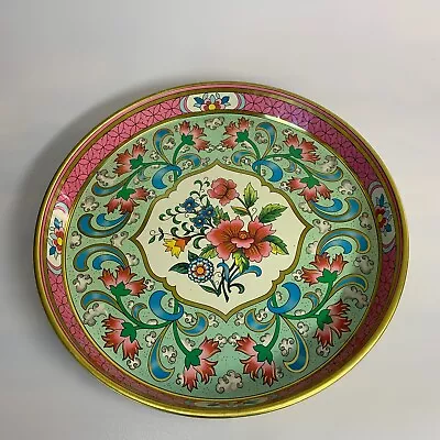 Vintage Daher Decorated Ware England Floral Design Round 12'' Metal Serving Tray • $28.05