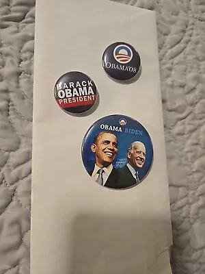 Lot Of 3 Barack Obama 2008 Campaign Pins Buttons Political Lapel Biden • $10