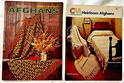 Crochet Knitting Patterns Books Heirloom Afghans & Nantuk Ombre Irish Fisherman+ • $17.91