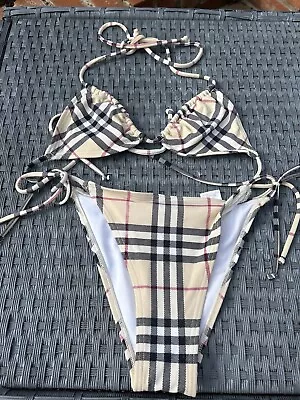 Burberry Ladies Beige Bikini Nova Check Size Small • $40.69