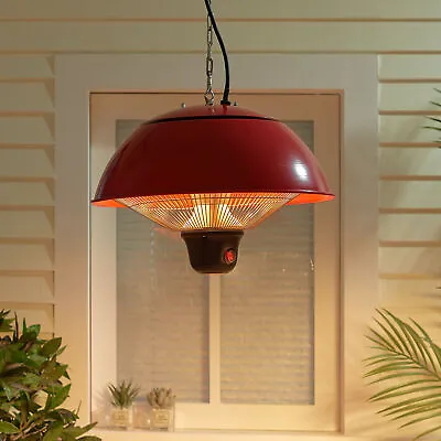 Electric Outdoor Hanging Patio Heater Infrared Heating Halogen Light Tube Warmer • £89.95