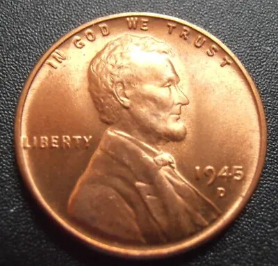 1945 D  Bu Lincoln Cent  Beautiful Mint-state Coin Selected From A Roll • $4.75