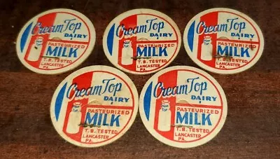 Lot Of 5 Cream Top Dairy Pasteurized Milk Bottle Caps Vintage Lancaster PA • $29.99