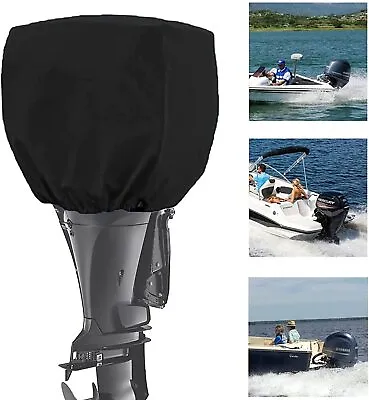 $26.99 • Buy Up To 15hp Half Outboard Boat Motor Engine Cover Dust Rain UV Protection Black
