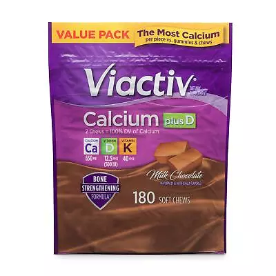 Calcium Plus Vitamin D Supplement Soft Chews Brown Milk Chocolate 180 Count • $40.10