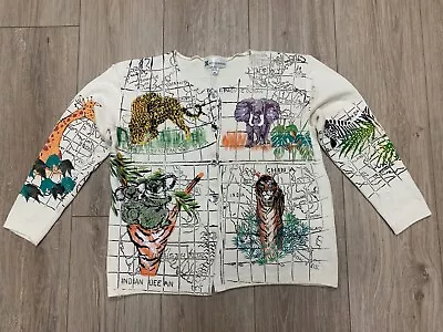 MARGUERITA SWEATER Vintage 90s Handpainted Jungle Animal SAFARI AFRICA Elephant • $36