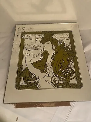 Vintage Art Nouveau  Alphonse Mucha Lady Nostalgia Mirror JOB  10 By 13  Gold • £208.84