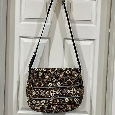 Vera Bradley Crossbody Messenger Laptop Book Bag Purse Brown Canyon Print • $36.99