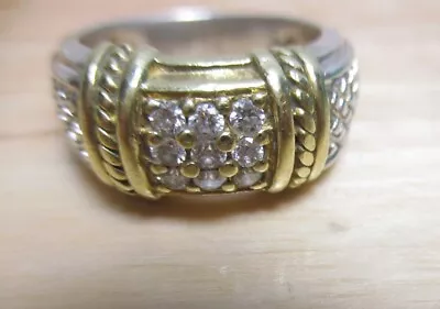 JUDITH RIPKA JR TWO 18K Yellow GOLD Sterling Silver DIAMOND Ring Size 7 • $279