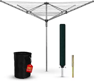 Heavy Duty 40m 4 Arm Rotary Dryer Airer Outdoor Clothes Washing Line With Cover • £35.99