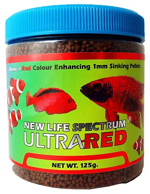 NEW LIFE SPECTRUM ULTRA RED FORMULA 1mm 125G COLOUR MARINE PELLET FISH TANK FOOD • £21.99