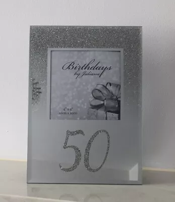 50th Birthday Silver Glitter Glass Photo Frame **NEW** • £5.50