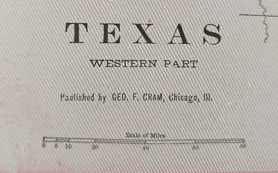 1902 WEST TEXAS Map 14 X22  Old Antique Original EAGLE PASS LUBBOCK SWEETWATER • $21.56