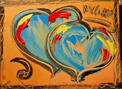 HEARTS BLUE  Mark Kazav  Abstract Modern CANVAS Original Oil Painting W5HRT • $99